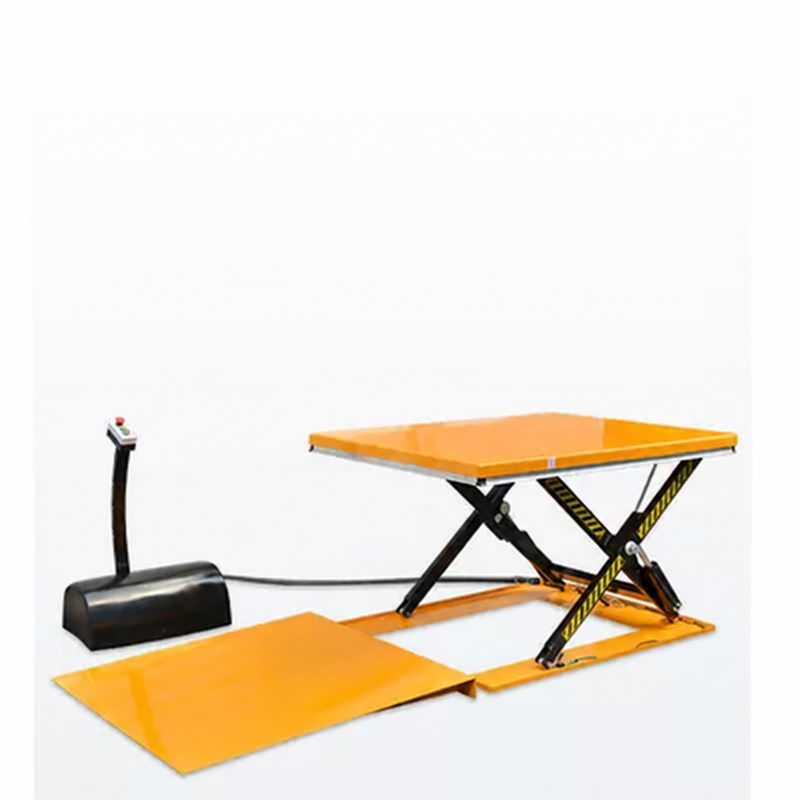 1000kg Low Profile Electric Hydraulic Scissor Lift Table With Aluminum Safety Bar